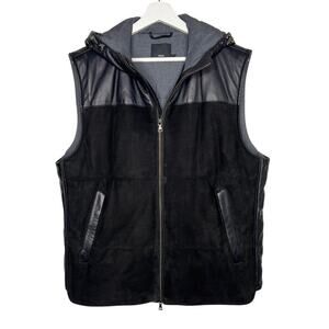 Vince Men's Genuine Lamb Leather & Suede Quilted Puffer Vest Size L